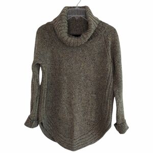 Cynthia Rowley Wool Blend Cowl-Neck Sweater Kangaroo Pockets Rounded Hem Tunic M